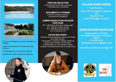 Brochure section sportive NATATION Roger Vercel 2021-20222