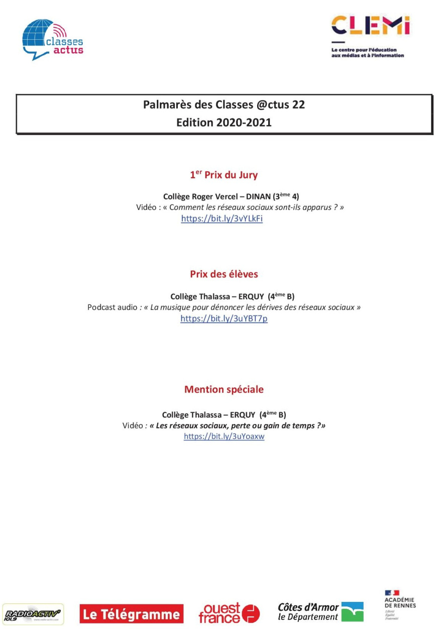 Palmarès 2021-Classes Actus 22