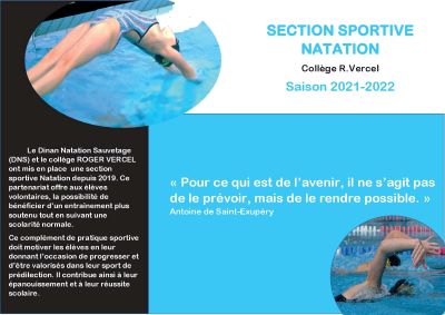 Brochure section sportive NATATION Roger Vercel 2021-20221